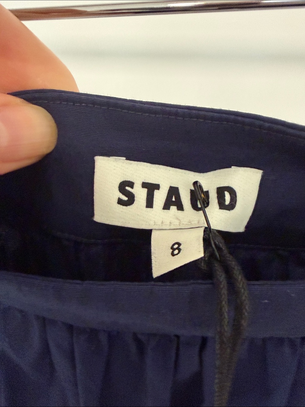 Staud Tiered Navy Cotton Poplin Maxi Skirt - Picture 6 of 8